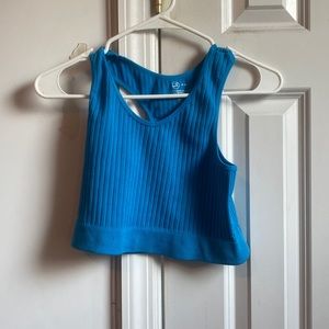 Blue knit crop top